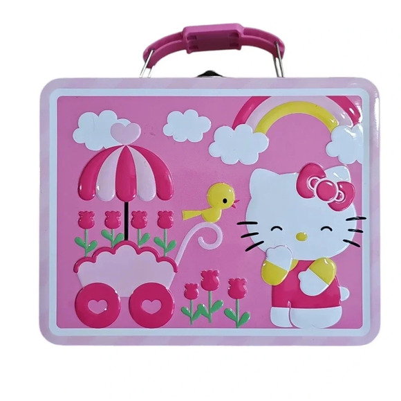 Hello Kitty Other - Hello Kitty Pink 2013 Floral Bird Spring Tin Collectable Lunch Box